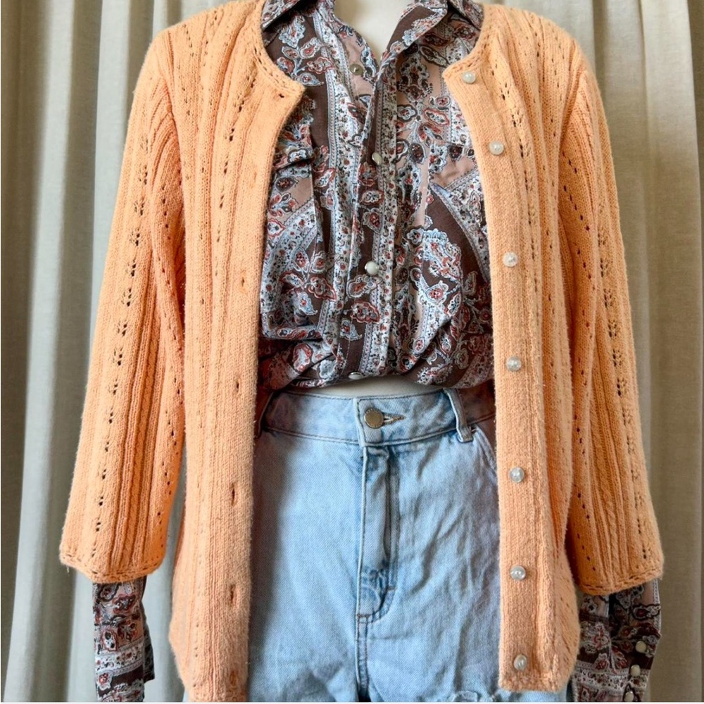 Eyelet cotton cardi